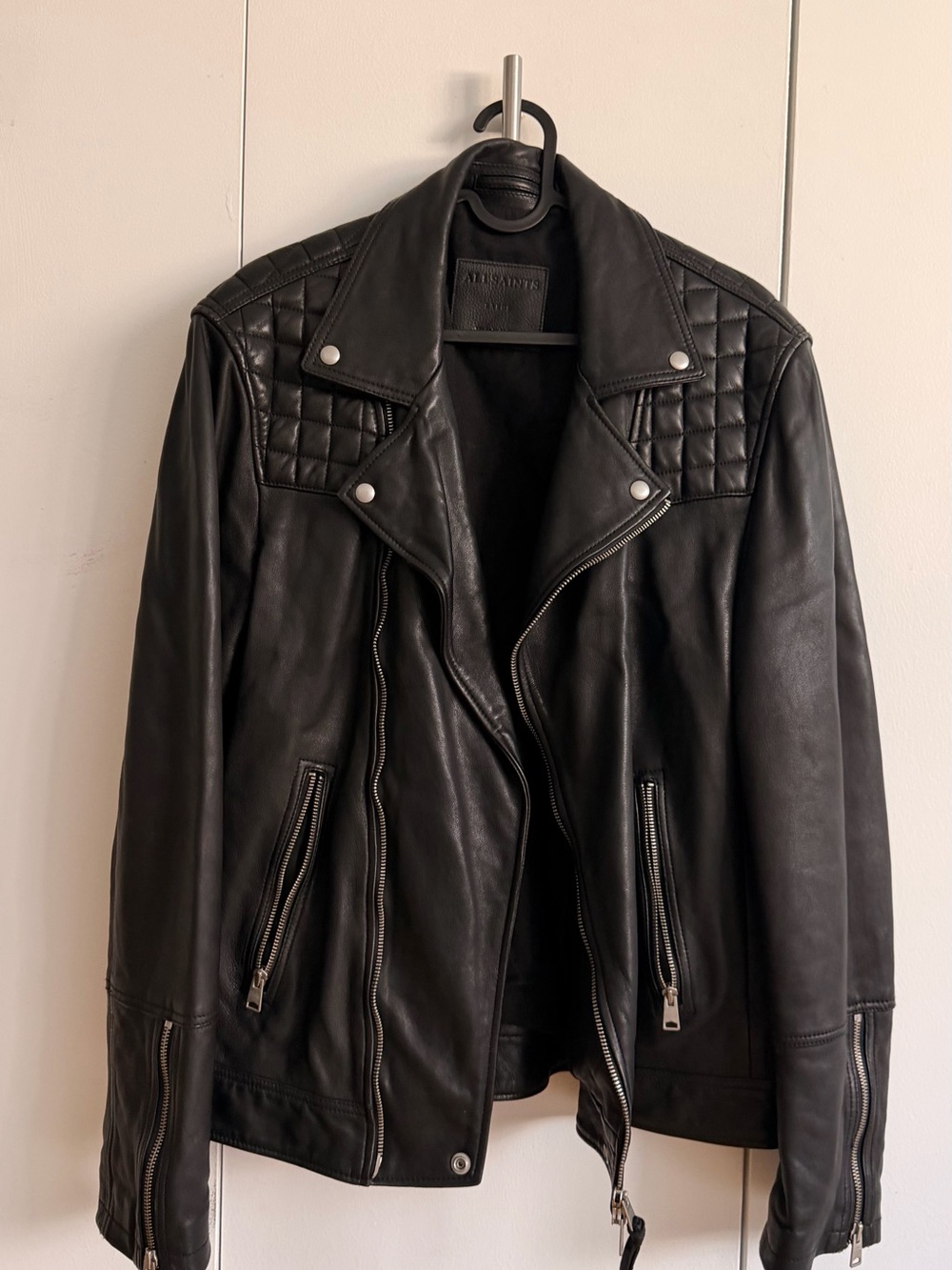 AllSaints Black Leather Biker Jacket